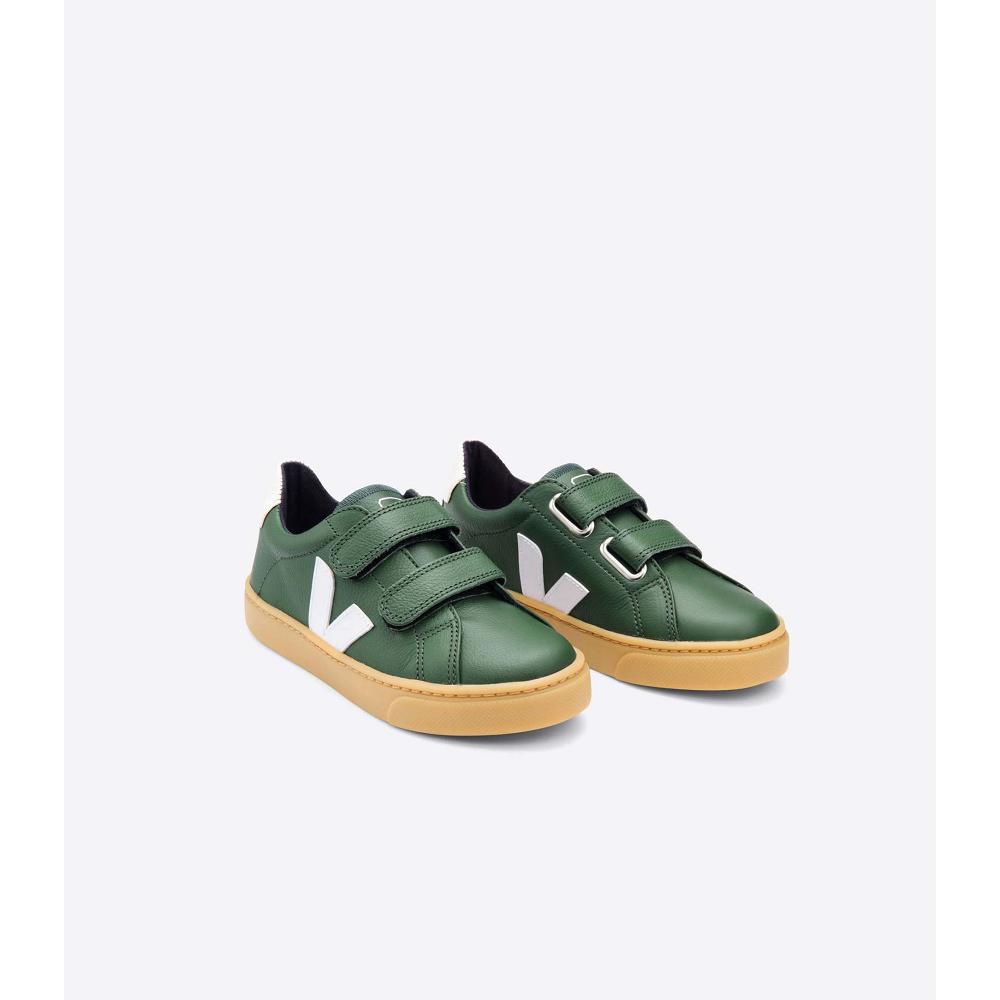 Veja ESPLAR LEATHER Sneakers Kinderen Olijfgroen | NL 828JPQ